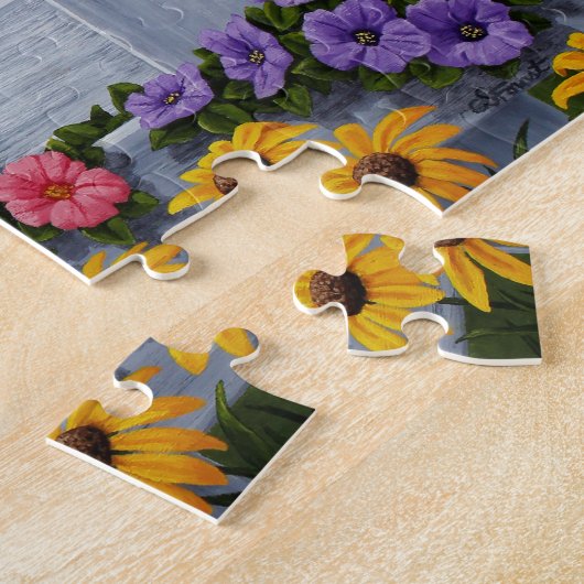 Farbenfrohe Schwangvögel im Frühlingsblumengarten Puzzle (Seite)