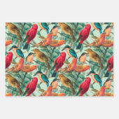 Farbenfrohe Schwangvögel und Muster für grüne Blät Geschenkpapier Set (Vorderseite 2)