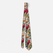 Farbenfrohe Schwangvögel und Muster für grüne Blät Krawatte (Rückseite)