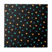 Farbenfrohe Schwarz-Hintergrund-Punkt-Muster Fliese (Vorderseite)