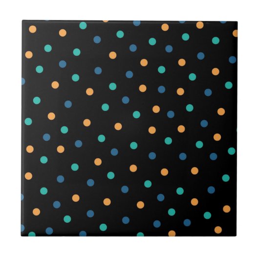 Farbenfrohe Schwarz-Hintergrund-Punkt-Muster Fliese (Vorderseite)