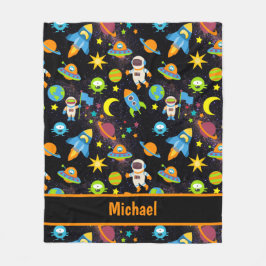 Farbenfrohe Schwarz im Weltraum Fleecedecke