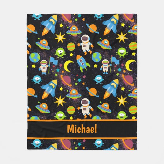 Farbenfrohe Schwarz im Weltraum Fleecedecke (Vorderseite)