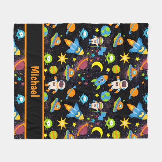 Farbenfrohe Schwarz im Weltraum Fleecedecke (Vorderseite (Horizontal))