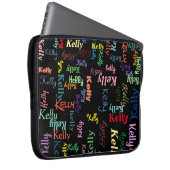 Farbenfrohe Schwarz Mit Monogramm Vorname Spaß Nie Laptopschutzhülle (Vorne Rechts)