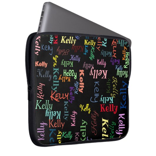 Farbenfrohe Schwarz Mit Monogramm Vorname Spaß Nie Laptopschutzhülle (Vorne Rechts)