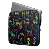 Farbenfrohe Schwarz Mit Monogramm Vorname Spaß Nie Laptopschutzhülle (Vorderseite Links)