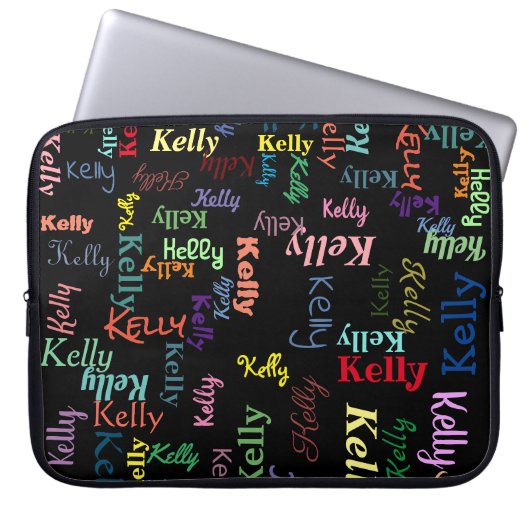 Farbenfrohe Schwarz Mit Monogramm Vorname Spaß Nie Laptopschutzhülle (Vorderseite)