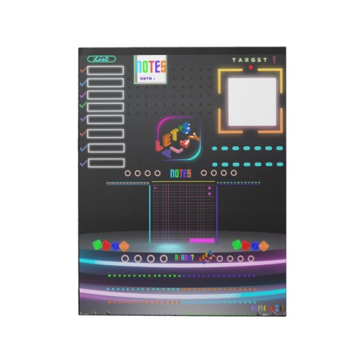 Farbenfrohe Schwarz-Office-Schule Großes Notepad Notizblock (Rotiert)