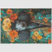 Farbenfrohe Schwarz-Poodle-Portrait Seidenpapier (Vorderseite)