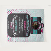 Farbenfrohe Schwarz Rosa Aquamarin Retro Grad Foto Wandteppich (Vorderseite (Horizontal))