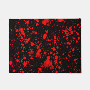 Farbenfrohe Schwarz Rot Paint Spritzer Künstleris Fußmatte