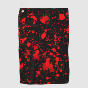 Farbenfrohe Schwarz Rot Paint Spritzer Künstleris Golfhandtuch