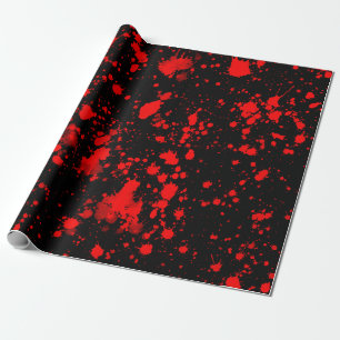 Farbenfrohe Schwarz Rot Paint Spritzer Künstlerisc Geschenkpapier