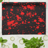 Farbenfrohe Schwarz Rot Paint Spritzer Künstlerisc Geschirrtuch (Gefaltet)