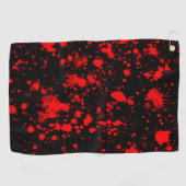 Farbenfrohe Schwarz Rot Paint Spritzer Künstlerisc Golfhandtuch (Horizontal)