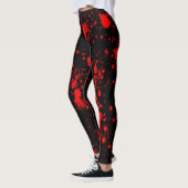 Farbenfrohe Schwarz Rot Paint Spritzer Künstlerisc Leggings (Links)
