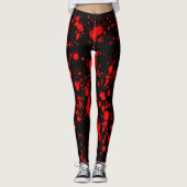 Farbenfrohe Schwarz Rot Paint Spritzer Künstlerisc Leggings (Vorderseite)