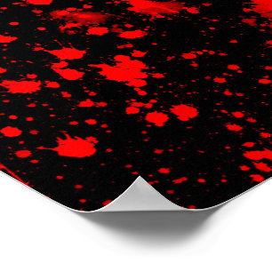 Farbenfrohe Schwarz Rot Paint Spritzer Künstlerisc Poster