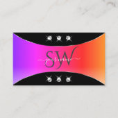 Farbenfrohe Schwarz-Silber-Dekor Juwelen und Monog Visitenkarte (Vorderseite)