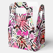 Farbenfrohe, Schwarz-weiße Blume-Muster Geschenkschachtel (Geöffnet)