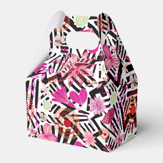 Farbenfrohe, Schwarz-weiße Blume-Muster Geschenkschachtel (Vorderseite)