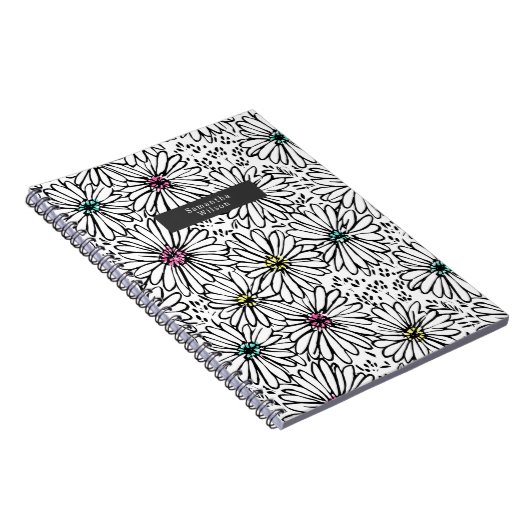 Farbenfrohe Schwarz + Weiße Melodien Muster Notizblock (Rechte Seite)