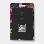 Farbenfrohe schwarze Base Foto Name des Mitarbeite Ausweis (Rückseite)