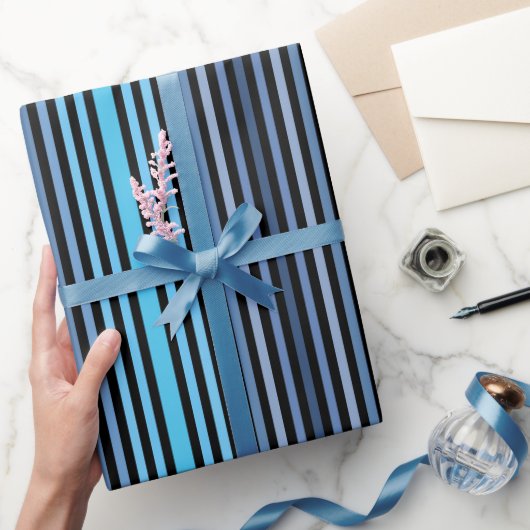 Farbenfrohe schwarze blaue Winter-Frühling-Sommer- Geschenkpapier (Schenken)