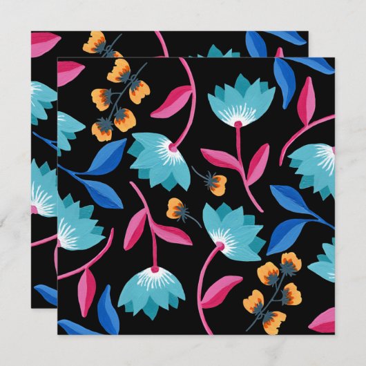 Farbenfrohe Schwarze Flora Kunst (Vorne/Hinten)