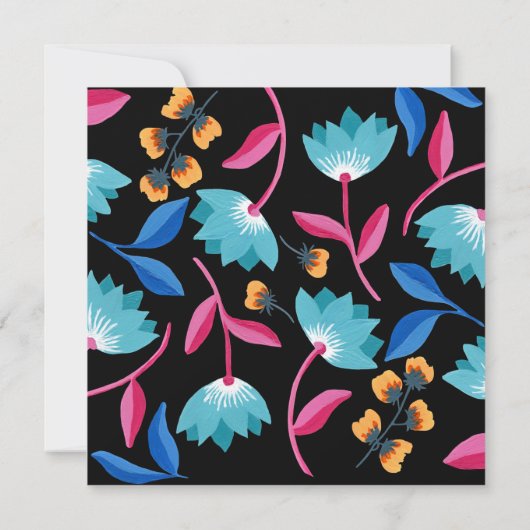 Farbenfrohe Schwarze Flora Kunst (Rückseite)