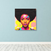 Farbenfrohe Schwarze Frau Afro Pop Kunst Leinwanddruck (Insitu (Holzboden))