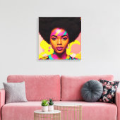 Farbenfrohe Schwarze Frau Afro Pop Kunst Leinwanddruck (Insitu (Wohnzimmer))