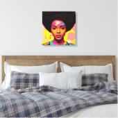 Farbenfrohe Schwarze Frau Afro Pop Kunst Leinwanddruck (Insitu (Schlafzimmer))
