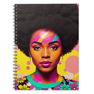 Farbenfrohe Schwarze Frau Afro Pop Kunst Notizblock