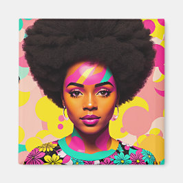 Farbenfrohe Schwarze Frau Afro Pop Magnet