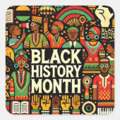 Farbenfrohe Schwarze Geschichte Monat Kulturgrafik Quadratischer Aufkleber (Vorderseite)