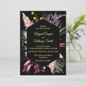 Farbenfrohe schwarze Hintergrundfarbe geometrische Einladung (Stehend Vorderseite)