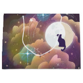 Farbenfrohe schwarze Katze Crescent Moon Große Geschenktüte (Vorderseite)