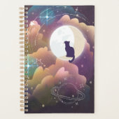 Farbenfrohe schwarze Katze Crescent Moon Planer (Vorderseite)