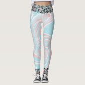 Farbenfrohe schwarze Marmorplatte Leggings (Vorderseite)