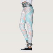 Farbenfrohe schwarze Marmorplatte Leggings (Links)