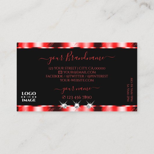 Farbenfrohe, schwarze Schmuckstücher hinzufügen Lo Visitenkarte (Rückseite)