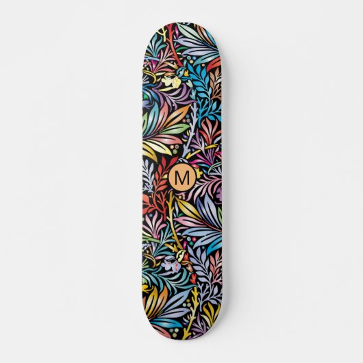 Farbenfrohe schwarze Schwarz-Monogramm-Skateboard Skateboard (Vorne)