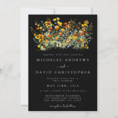 Farbenfrohe Schwarze Sommerblumenhochzeit Einladung (Vorderseite)