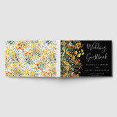 Farbenfrohe Schwarze Wasserfarbe Blumenzehen Gästebuch (Voll)