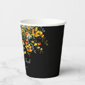 Farbenfrohe Schwarze Wasserfarbe Blumenzehen Pappbecher (Rückseite)