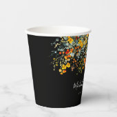 Farbenfrohe Schwarze Wasserfarbe Blumenzehen Pappbecher (Vorderseite)