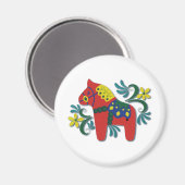Farbenfrohe schwedische Dala Horse Magnet (Vorderseite/Rückseite)