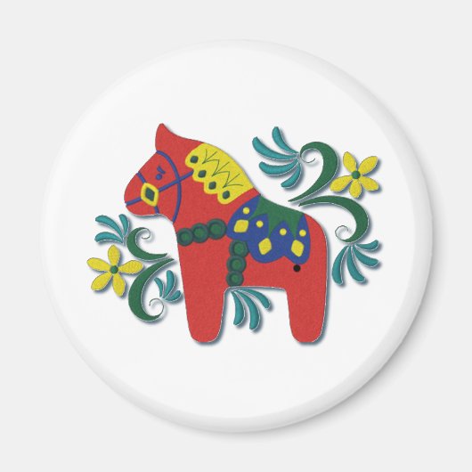 Farbenfrohe schwedische Dala Horse Magnet (Vorne)